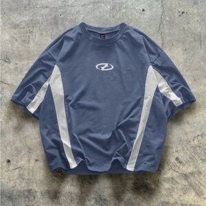 y2k vintage Men's Blue and White Graphic T-Shirt